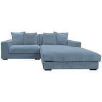 ECKSOFA in Cord Hellblau  285/195 cm  - Schwarz/Hellblau, Design, Kunststoff/Textil (285/195cm) - MID.YOU