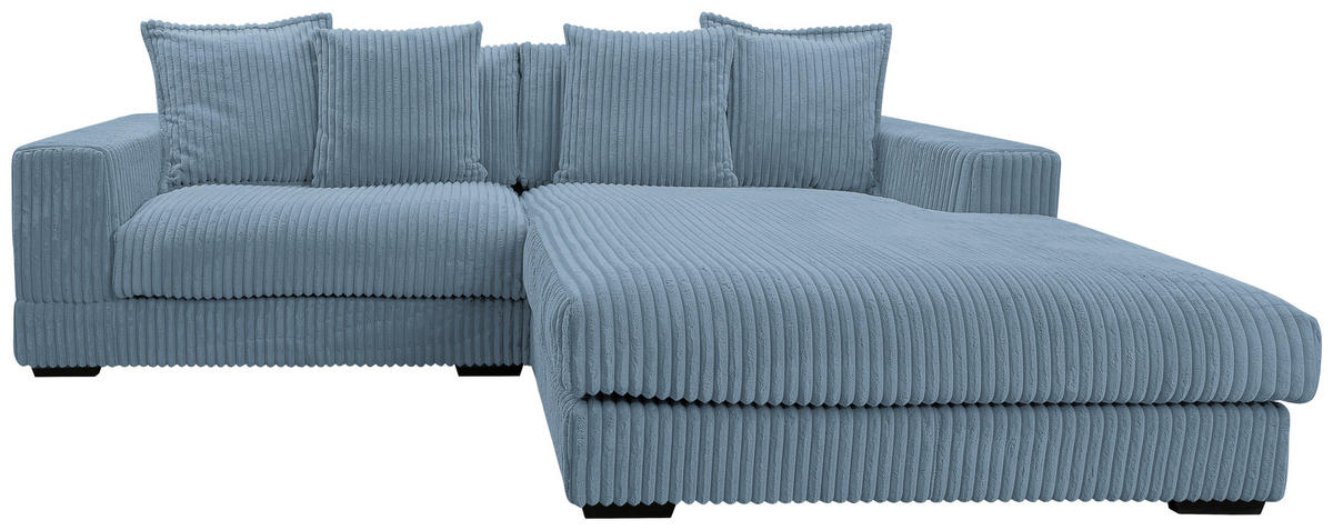 ECKSOFA in Cord Hellblau  285/195 cm  - Schwarz/Hellblau, Design, Kunststoff/Textil (285/195cm) - MID.YOU