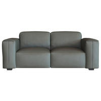 2-SITZER-SOFA Dunkelgrau Echtleder  - Dunkelgrau/Schwarz, Design, Leder/Holz (187/73/102cm) - Livetastic