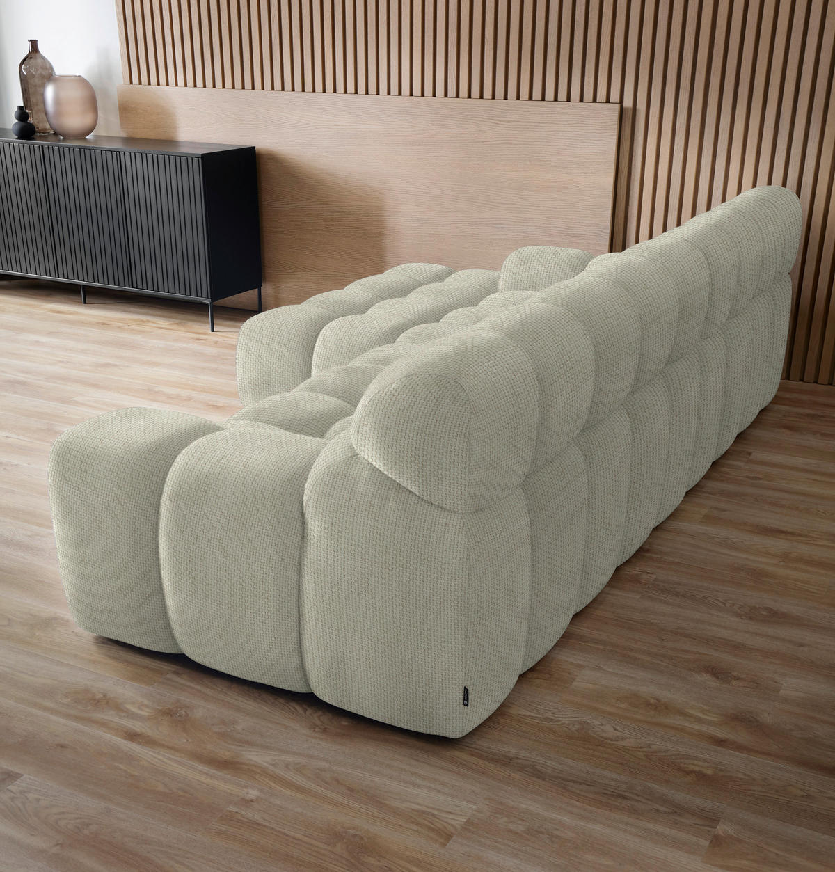 ECKSOFA in Webstoff Naturfarben  - Schwarz/Naturfarben, Modern, Kunststoff/Textil (180/297cm) - Welnova