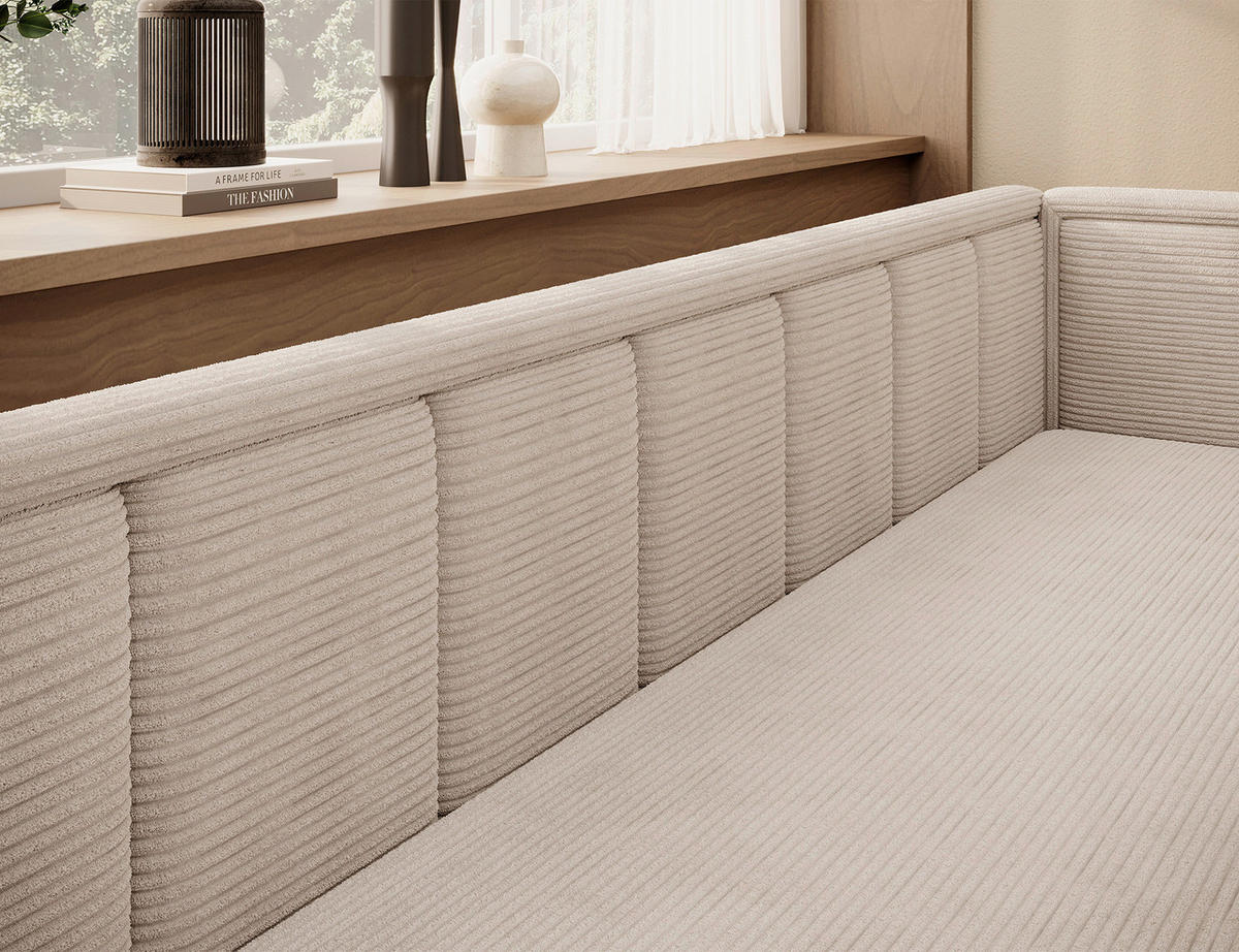 RÉCAMIERE Cord Beige  - Beige/Schwarz, Design, Kunststoff/Textil (214/77/82cm) - MID.YOU