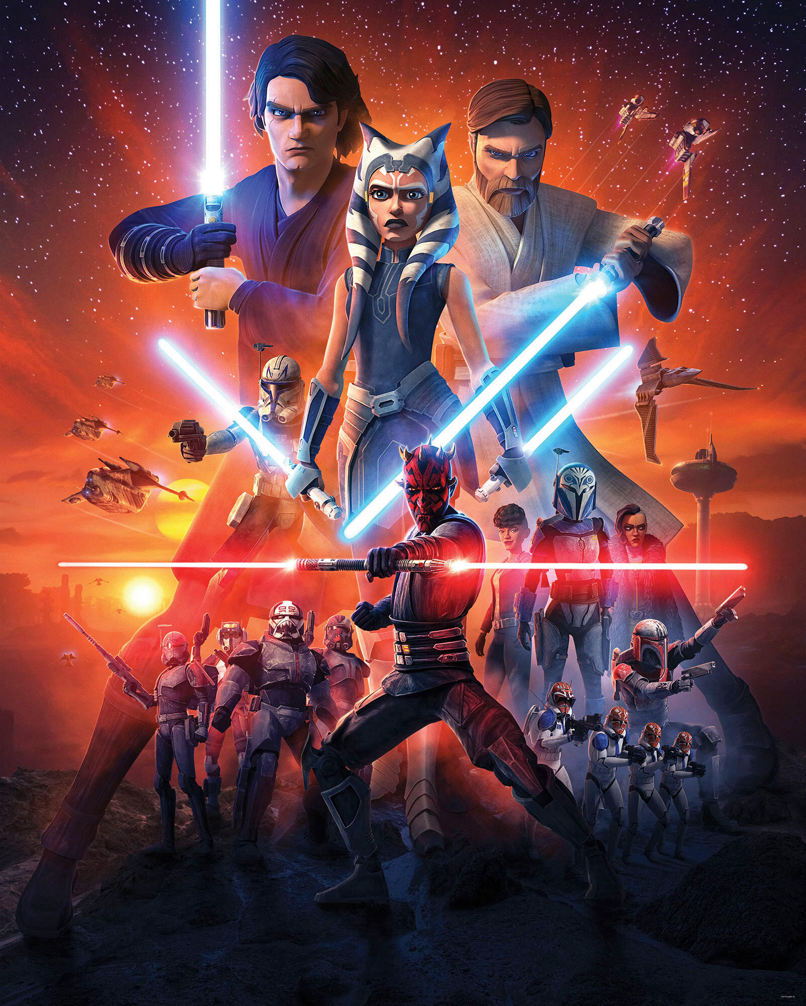 FOTOTAPETE CLONE WARS MISSION  - Orange, Design, Textil (200/250cm) - Star Wars