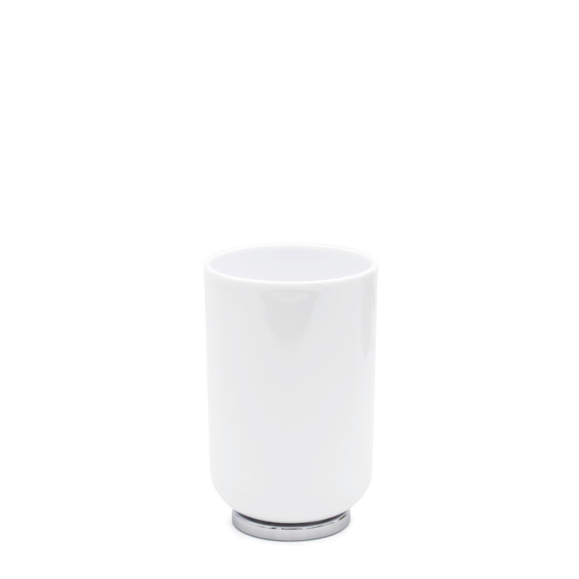 ZAHNPUTZBECHER Kunststoff  - Chromfarben/Weiss, Basics, Kunststoff (7/11/7cm) - Sadena