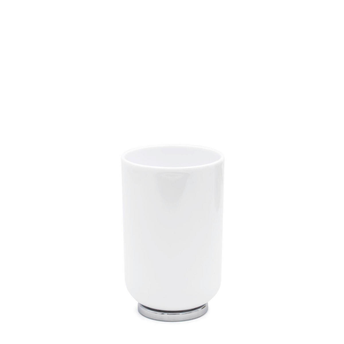ZAHNPUTZBECHER Kunststoff  - Chromfarben/Weiss, Basics, Kunststoff (7/11/7cm) - Sadena