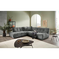 ECKSOFA ITALIA in Chenille Anthrazit  250/284 cm  - Anthrazit/Schwarz, MODERN, Kunststoff/Textil (250/284cm) - Livetastic
