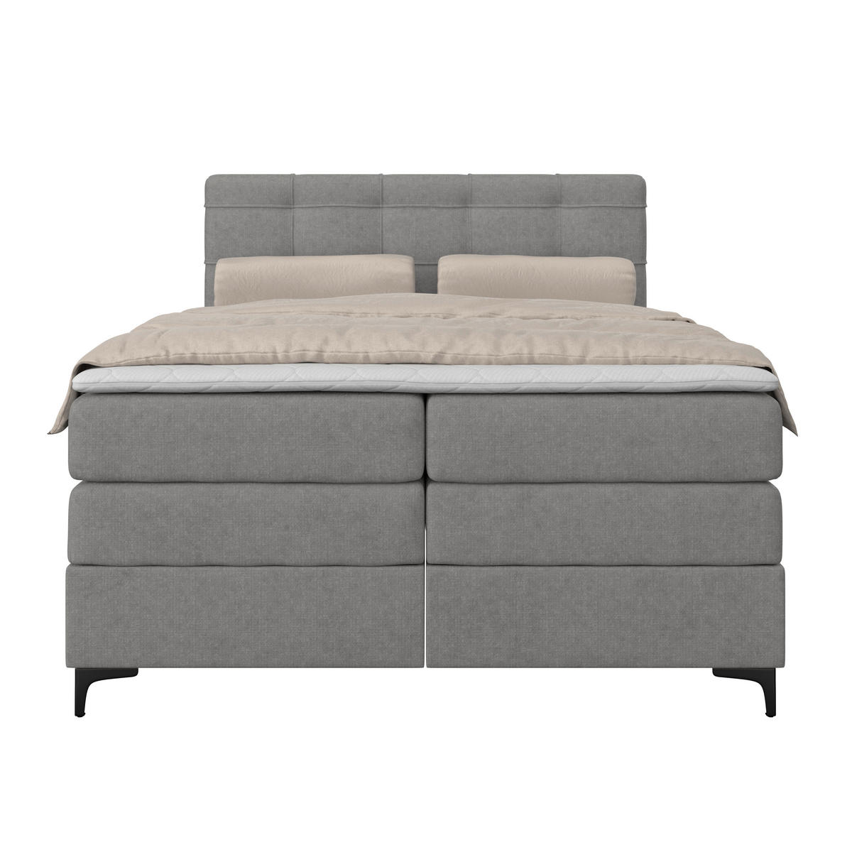 BOXSPRINGBETT 140/200 cm,  in Grau, H3 = fest  - Schwarz/Grau, KONVENTIONELL, Kunststoff/Textil (140/200cm)