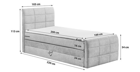 BOXSPRINGBETT 100/200 cm  in Anthrazit  - Anthrazit, Basics, Holzwerkstoff/Kunststoff (100/200cm) - Xora