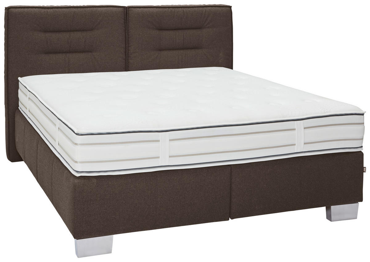 BOXSPRINGBETT 160/200 cm  in Dunkelbraun  - Chromfarben/Dunkelbraun, KONVENTIONELL, Textil (160/200cm) - Dieter Knoll