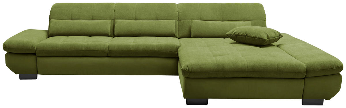 SEDEŽNA GARNITURA, gladka tkanina zelena  - črna/zelena, Design, kovina/tekstil (341/204cm) - Xora