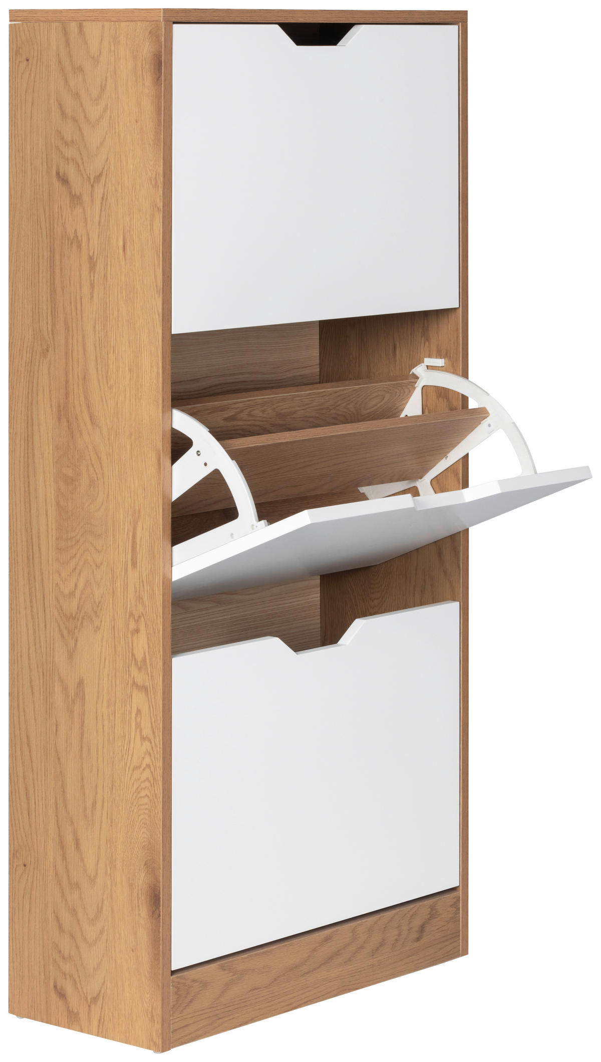 Schuhkipper Luanda - Weiss/Naturfarben, Design, Holzwerkstoff (55/117/23,5cm) - MID.YOU