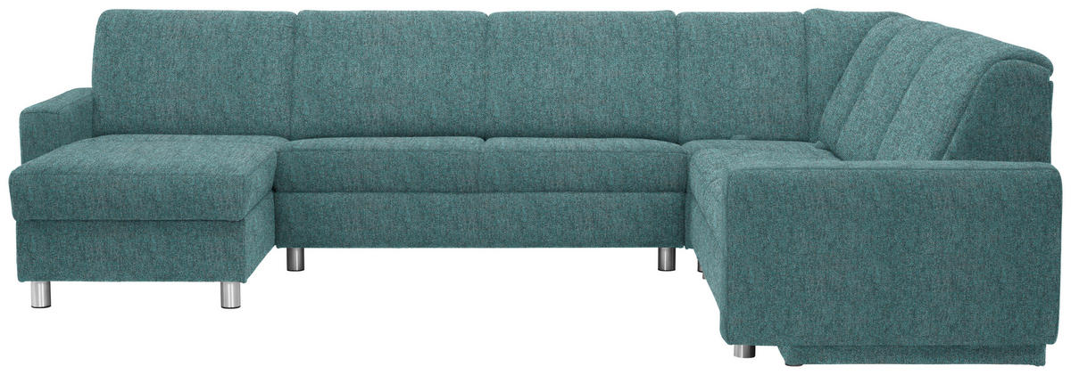 WOHNLANDSCHAFT  in Chenille Türkis  - Türkis/Alufarben, KONVENTIONELL, Kunststoff/Textil (158/322/236cm) - Sedda