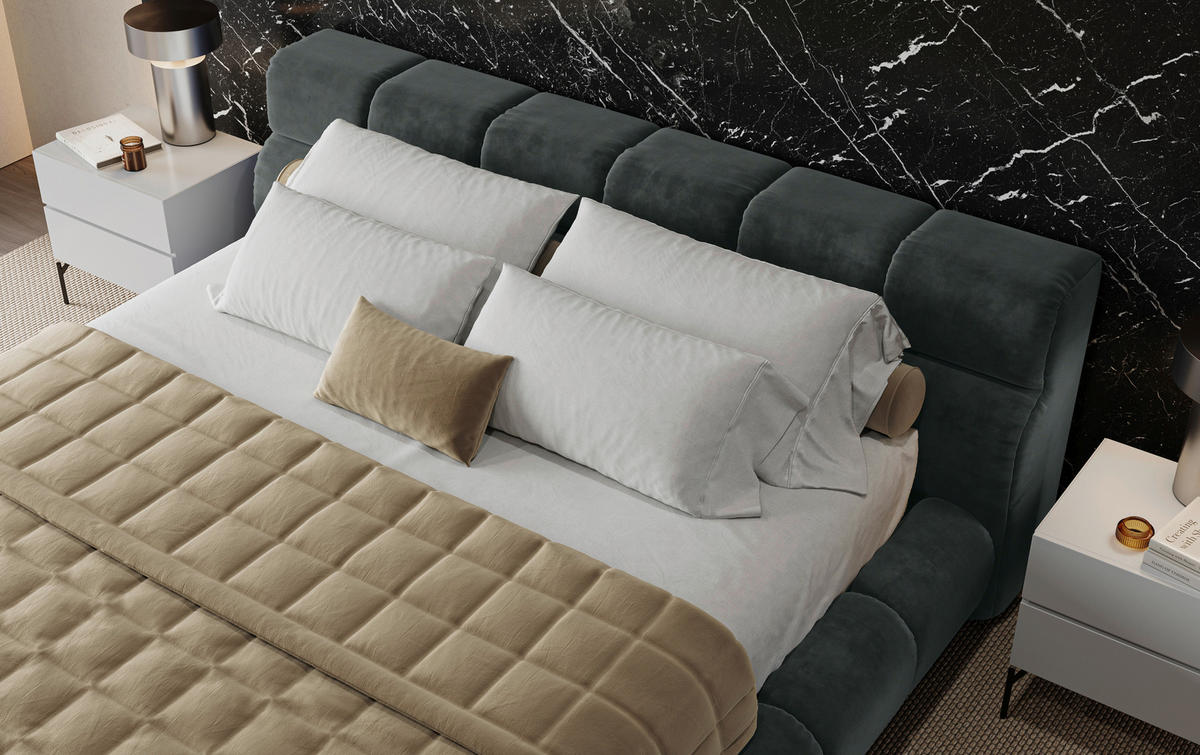 POLSTERBETT 200/200 cm,  in Anthrazit,  - Anthrazit/Schwarz, Design, Textil/Metall (200/200cm) - Belluti