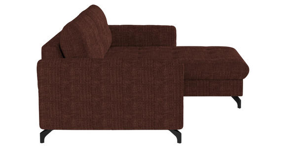 ECKSOFA in Flachgewebe, Leinenoptik Rotbraun  - Rotbraun/Schwarz, Design, Textil/Metall (242/170cm) - Xora