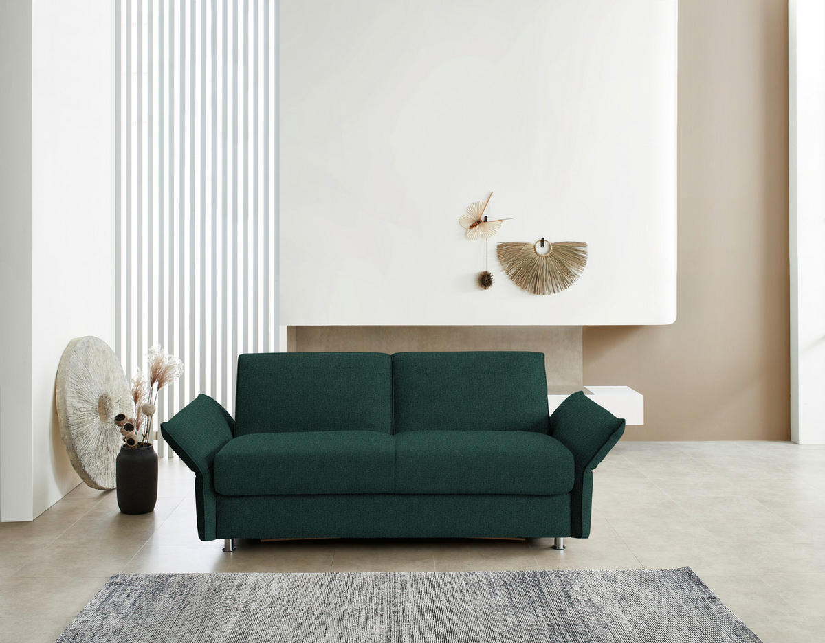 SCHLAFSOFA  in Flachgewebe Waldgrün  - Waldgrün/Chromfarben, Design, Textil/Metall (194-234/88/101cm) - Bali