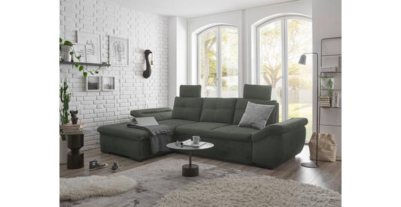 ECKSOFA  in Mikrovelours Dunkelgrün  - Dunkelgrün/Schwarz, KONVENTIONELL, Kunststoff/Textil (170/275cm) - Carryhome