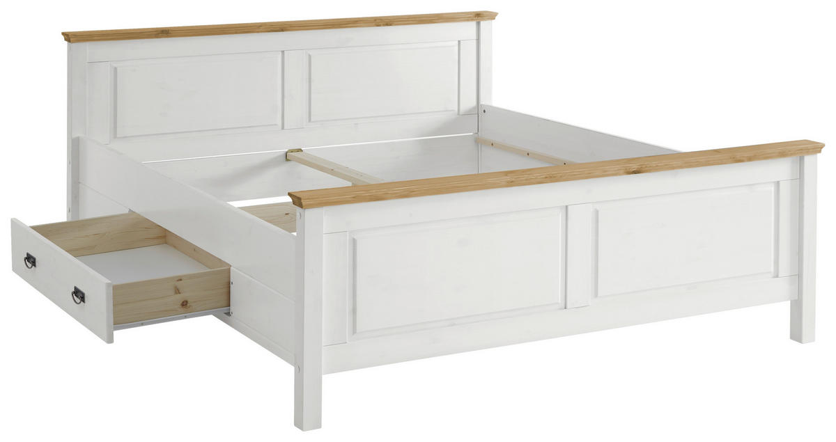 BETT 180/200 cm  in Weiß, Laugenfarbig  - Laugenfarbig/Weiß, ROMANTIK / LANDHAUS, Holz (180/200cm) - Boxxx