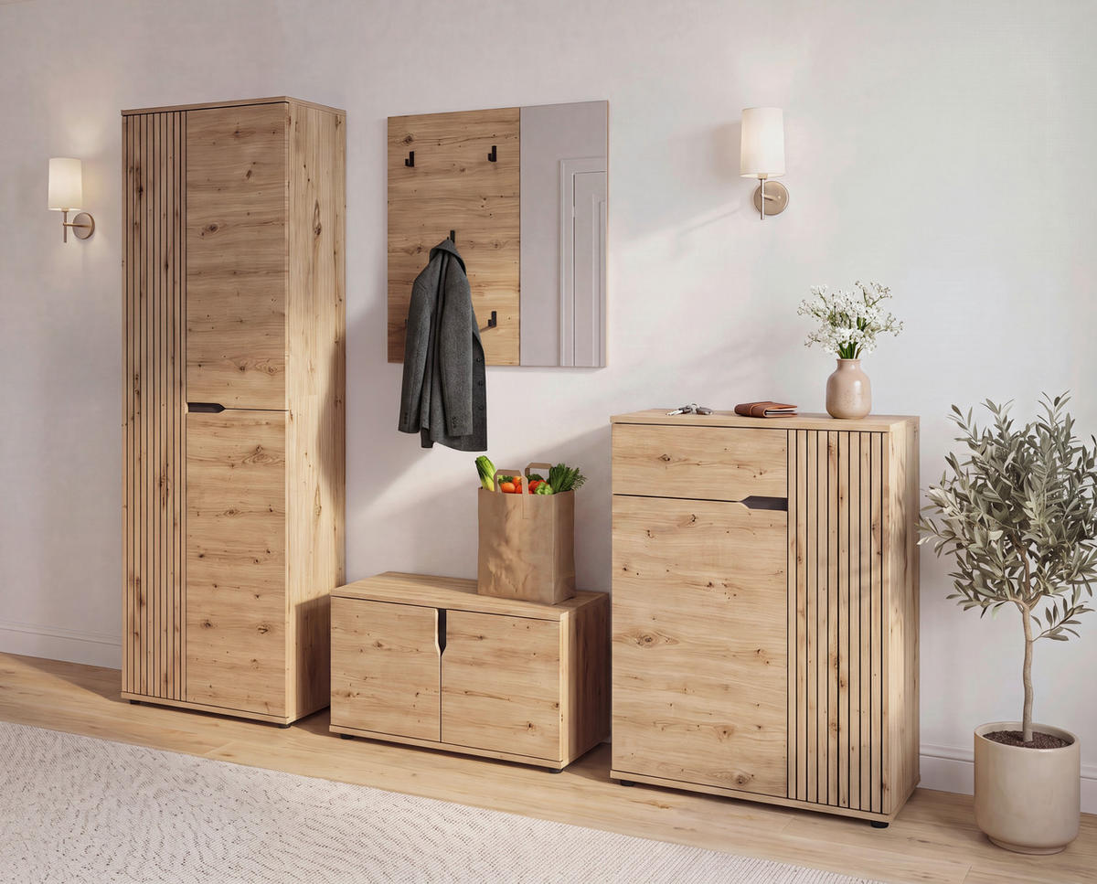 GARDEROBE 4-teilig  in 255/191/37 cm  - Eiche Artisan, Design, Holzwerkstoff (255/191/37cm) - MID.YOU