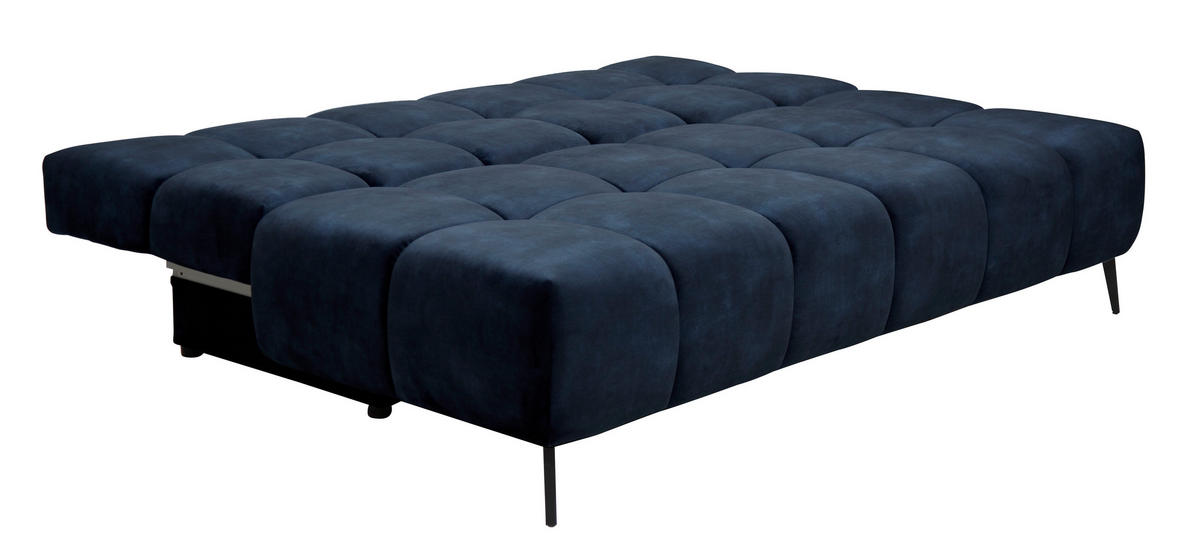 SCHLAFSOFA BOBBIO PLUS Velours Dunkelblau  inkl. Rückenkissen, Armlehnenkissen, Stauraum  - Schwarz/Dunkelblau, Design, Textil/Metall (204/90/95cm) - MID.YOU