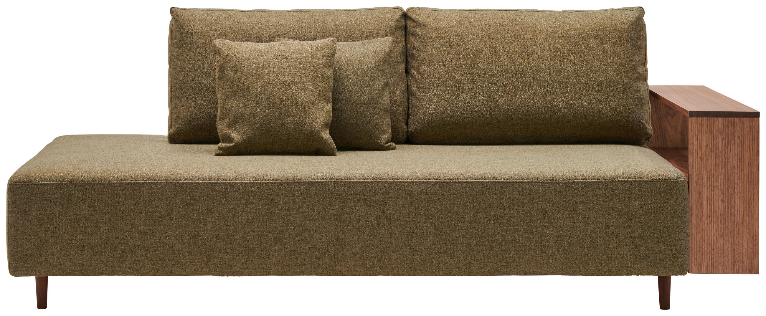 SCHLAFSOFA in Textil Olivgrün  - Nussbaumfarben/Olivgrün, Natur, Holz/Textil (228/90/100cm) - Joka