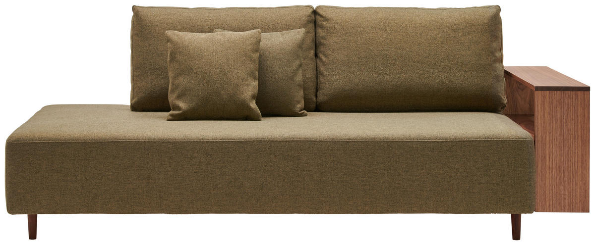 SCHLAFSOFA in Textil Olivgrün  - Nussbaumfarben/Olivgrün, Natur, Holz/Textil (228/90/100cm) - Joka