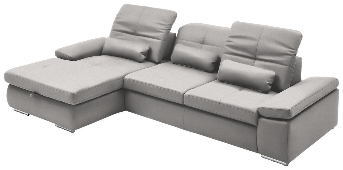 ECKSOFA Flachgewebe Silberfarben  - Chromfarben/Silberfarben, Design, Textil (195/309cm) - Beldomo Style