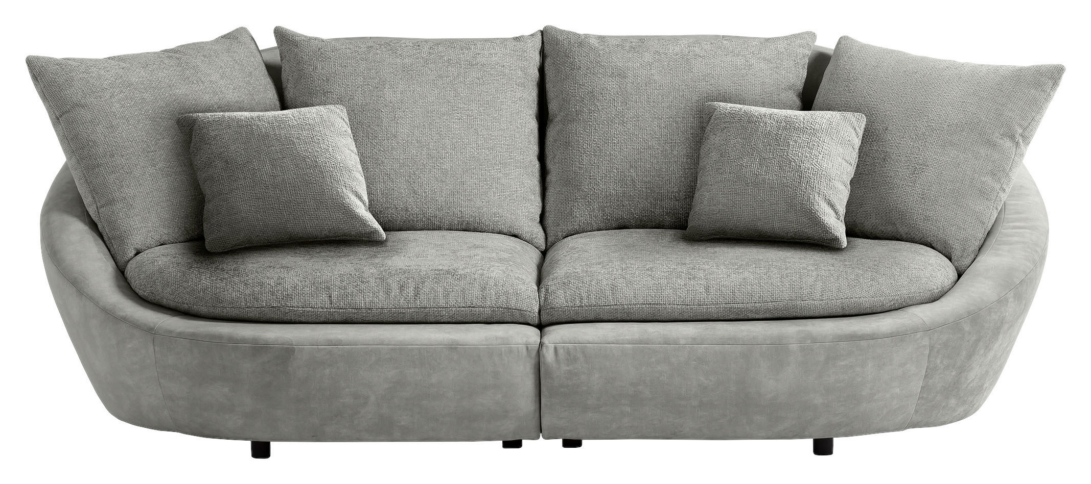 BIGSOFA Chenille Grau, Hellgrau  - Hellgrau/Schwarz, MODERN, Kunststoff/Textil (237/87/131cm) - MID.YOU