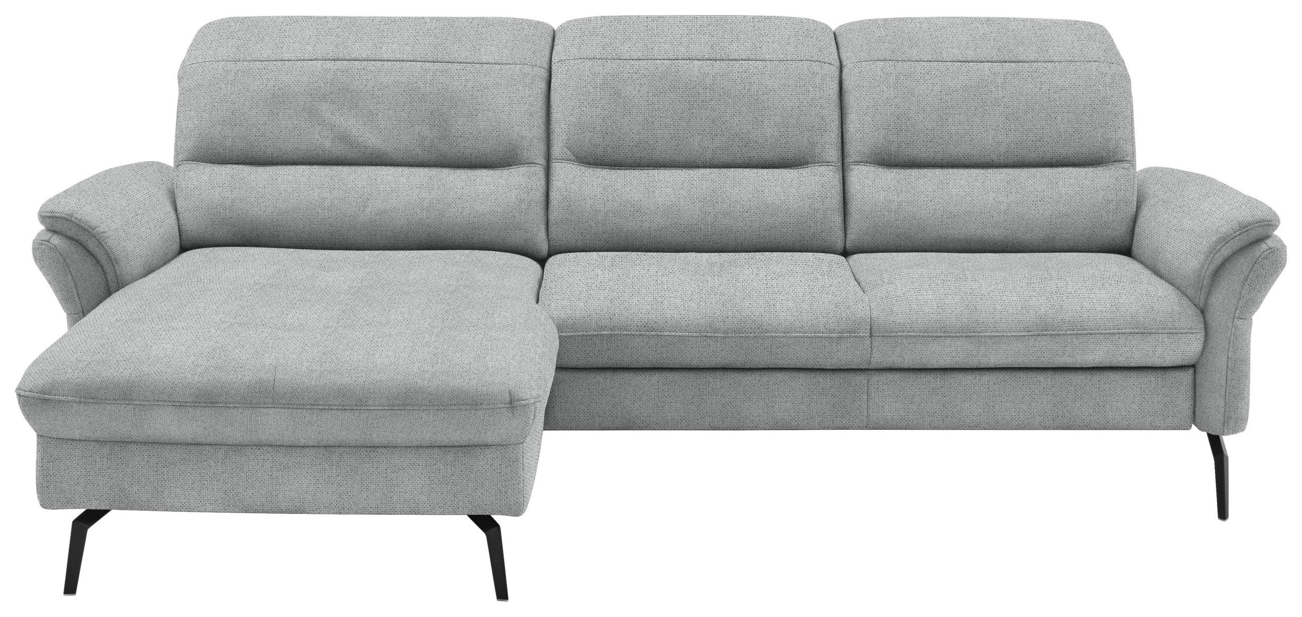 ECKSOFA in Flachgewebe Zinkfarben  181/260 cm  - Zinkfarben/Schwarz, KONVENTIONELL, Textil/Metall (181/260cm) - Beldomo Speed