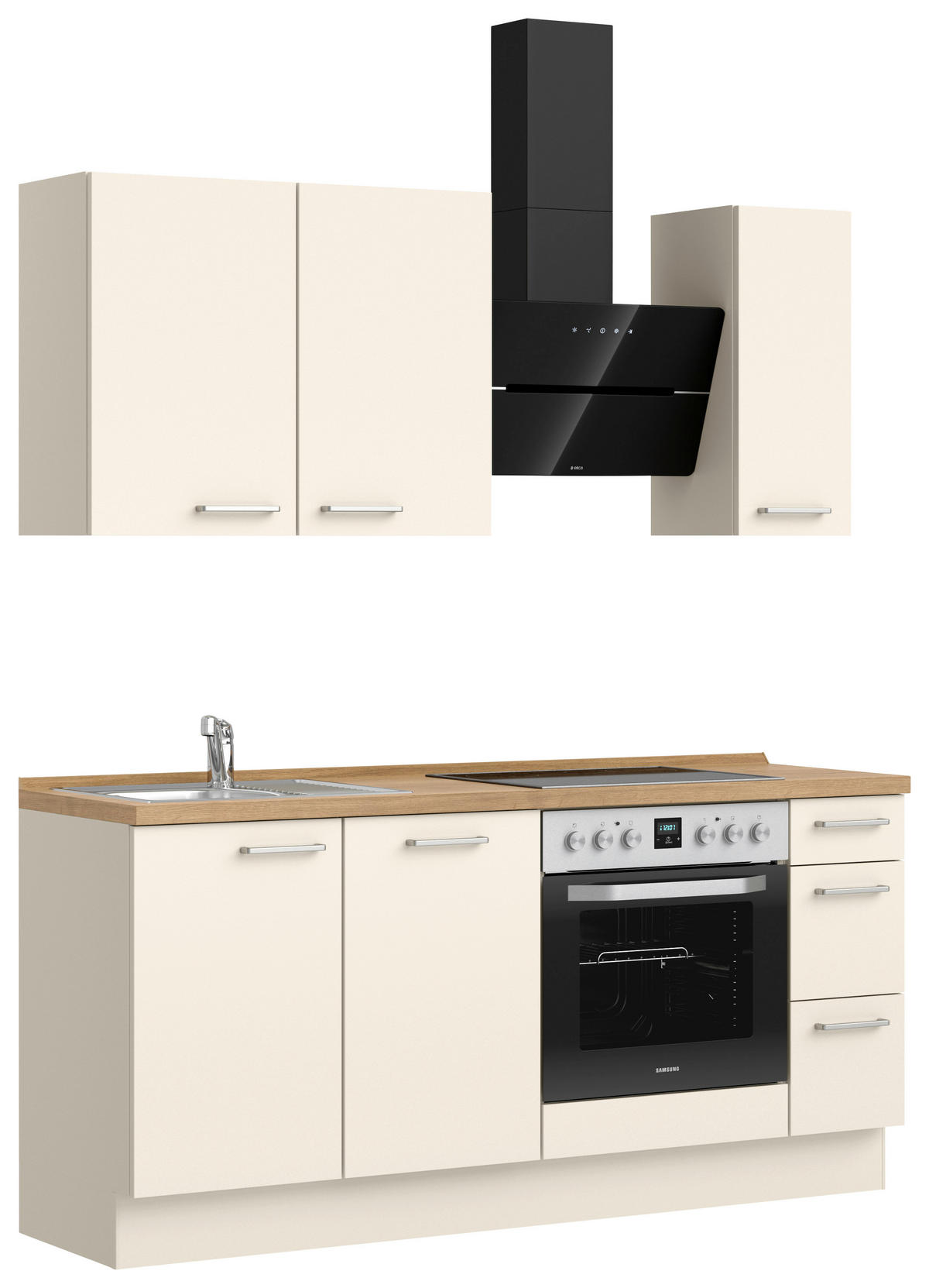 KÜCHENLEERBLOCK 180 cm   in Eichefarben, Magnolie  - Edelstahlfarben/Eichefarben, MODERN, Holzwerkstoff/Metall (180cm) - Nobilia
