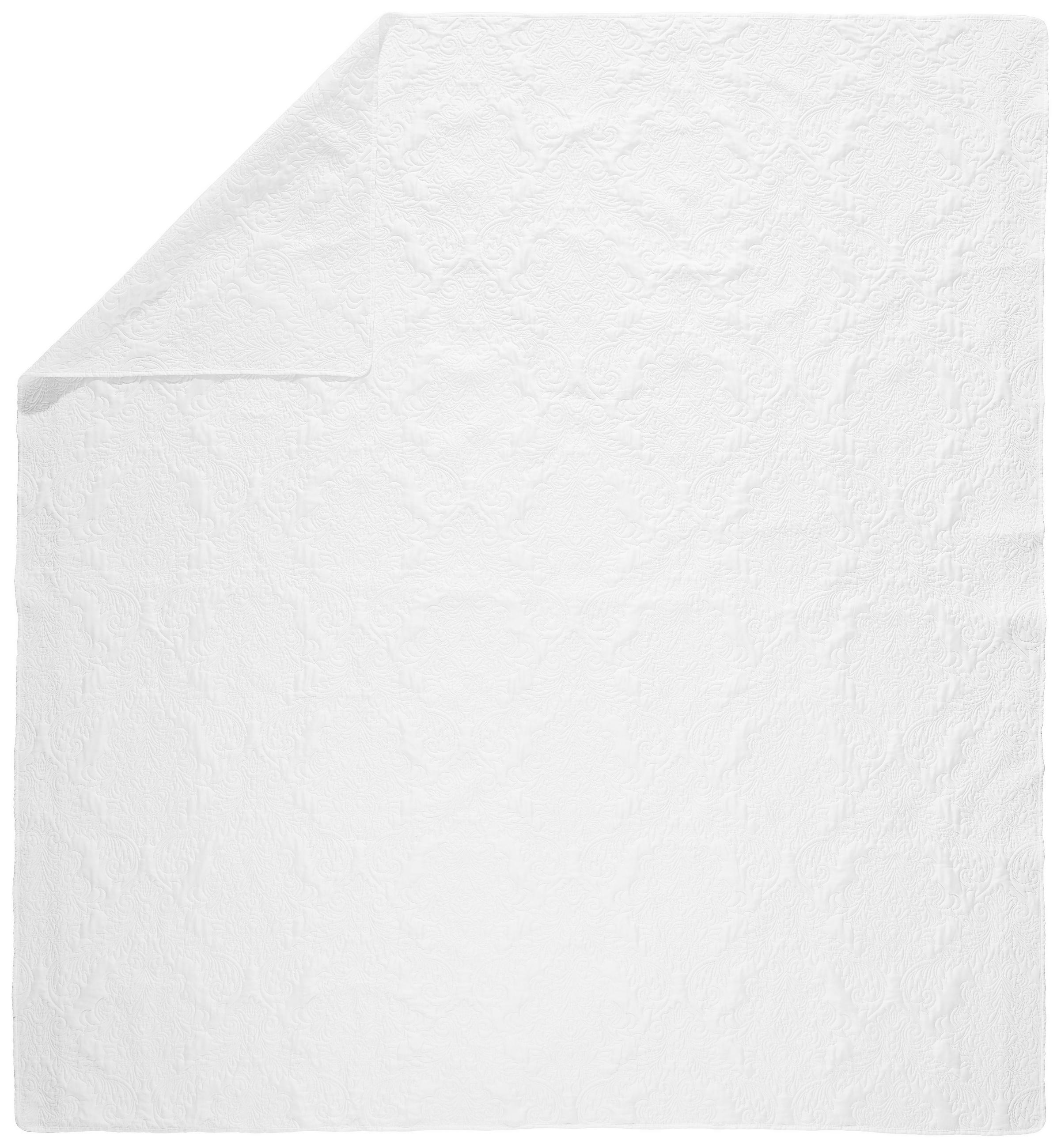 PŘEHOZ NA POSTEL, polyester, 220/240 cm - bílá/jadeitově zelená, textil (220/240cm) - Novel