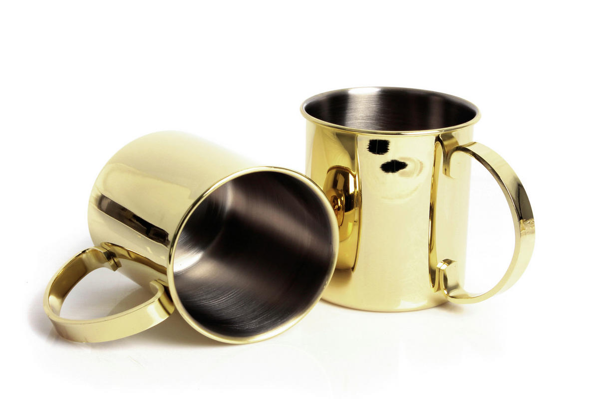 BECHERSET  2-teilig  - Goldfarben, Basics, Metall (16.2/11.4/11.3cm) - Echtwerk