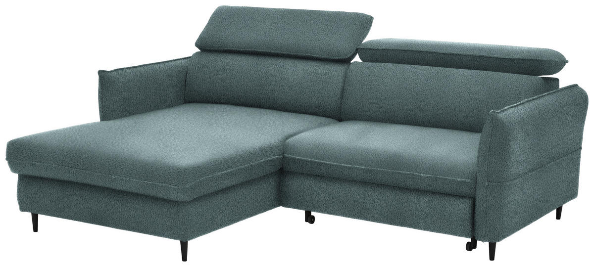 ECKSOFA in Flachgewebe Hellblau  - Schwarz/Hellblau, Design, Holz/Textil (185/232cm) - Stylife