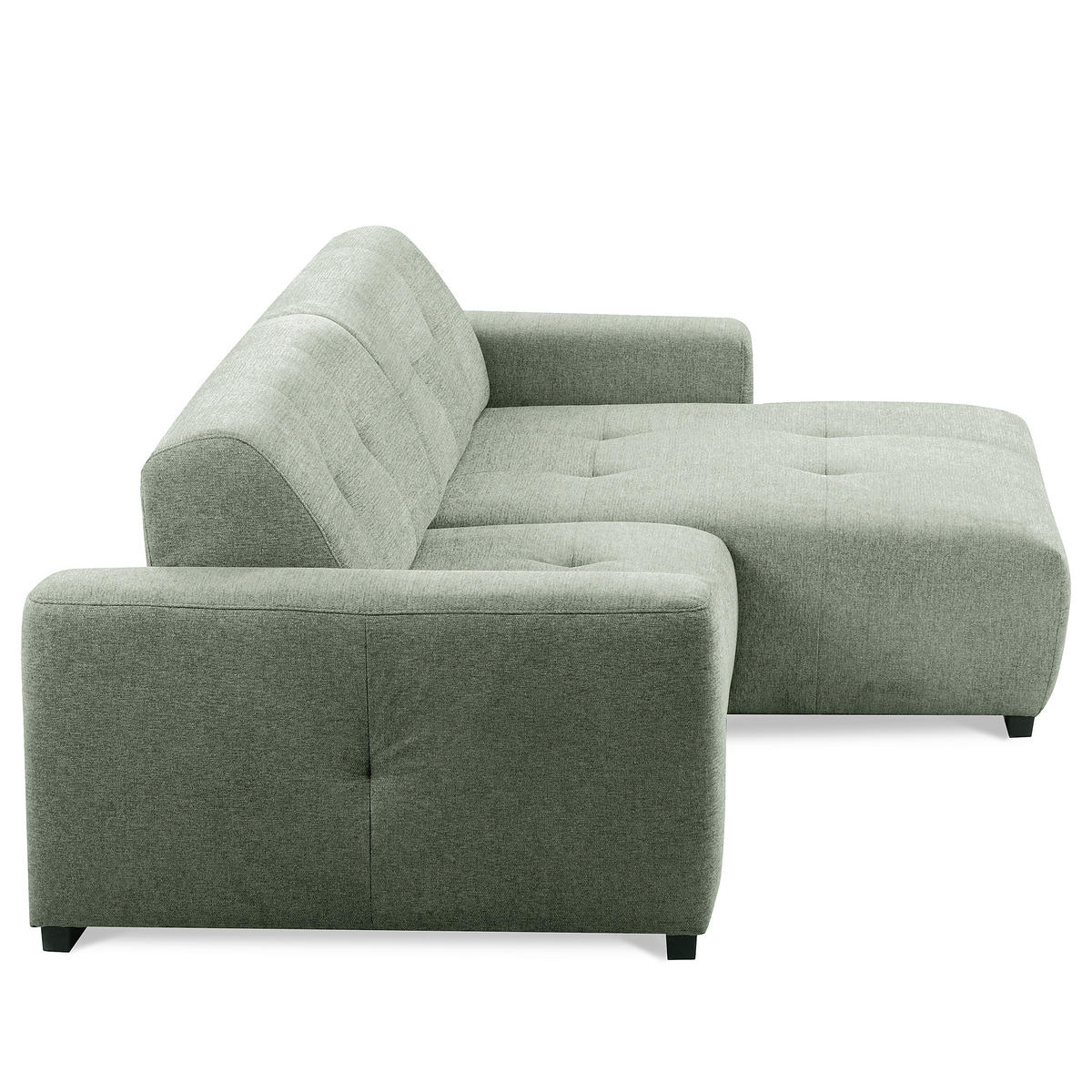 ECKSOFA AUSTIN Salbeigrün Flachgewebe Sitztiefenverstellung  - Salbeigrün/Schwarz, Design, Kunststoff/Textil (286/169cm) - Livetastic