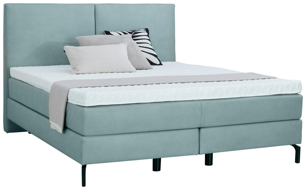 BOXSPRINGBETT 160/200 cm  in Jadegrün  - Jadegrün/Schwarz, KONVENTIONELL, Textil/Metall (160/200cm) - Dieter Knoll