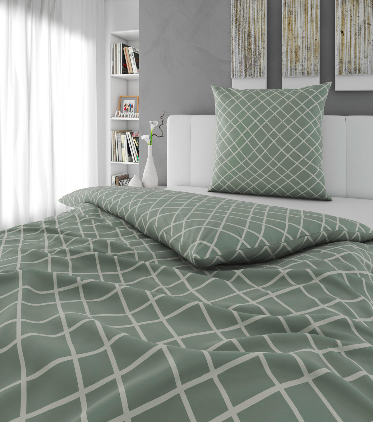 BETTWÄSCHE Flanell 135/200 cm  - Grün, KONVENTIONELL, Textil (135/200cm) - Esposa