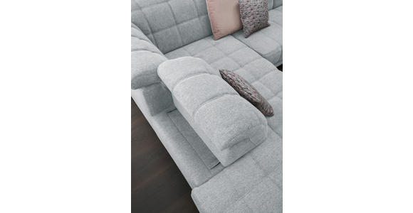 ECKSOFA in Webstoff Hellgrau  216/302 cm  - Hellgrau/Schwarz, Design, Holz/Textil (216/302cm) - Xora