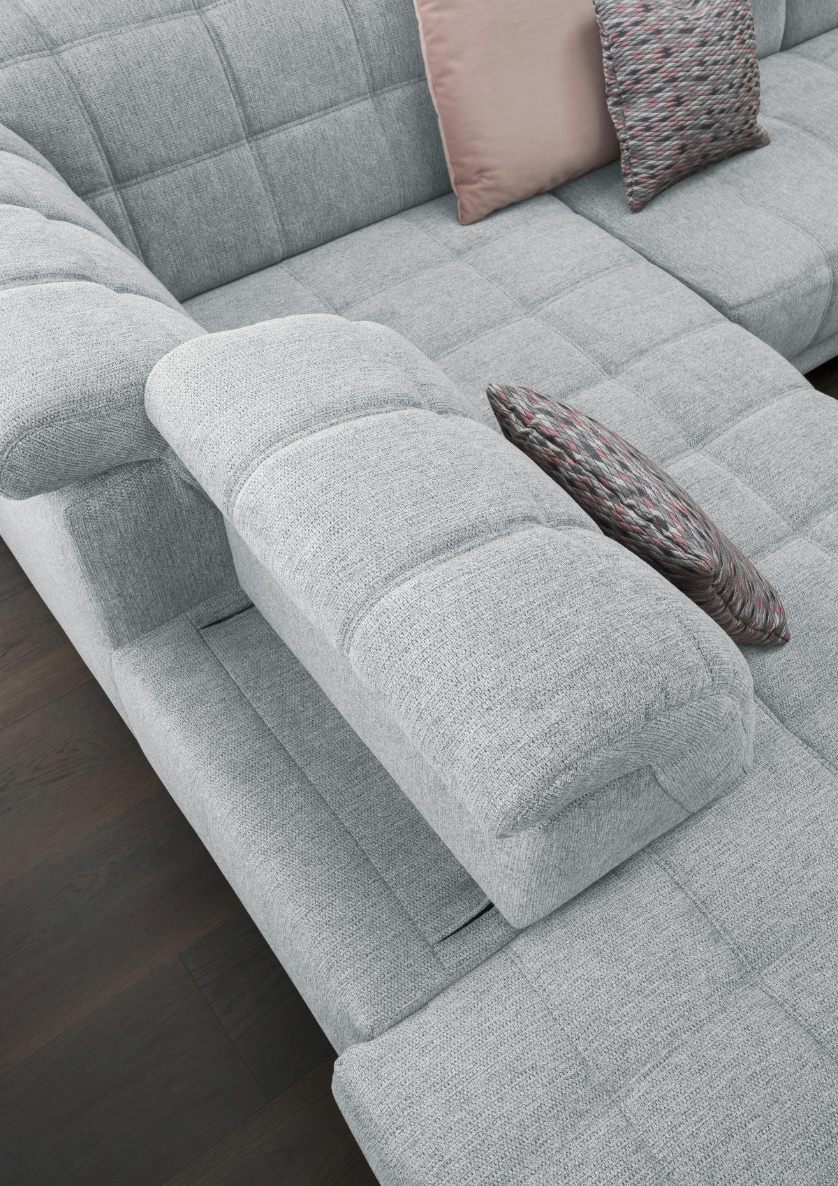 ECKSOFA in Webstoff Hellgrau  - Hellgrau/Schwarz, Design, Holz/Textil (216/302cm) - Xora