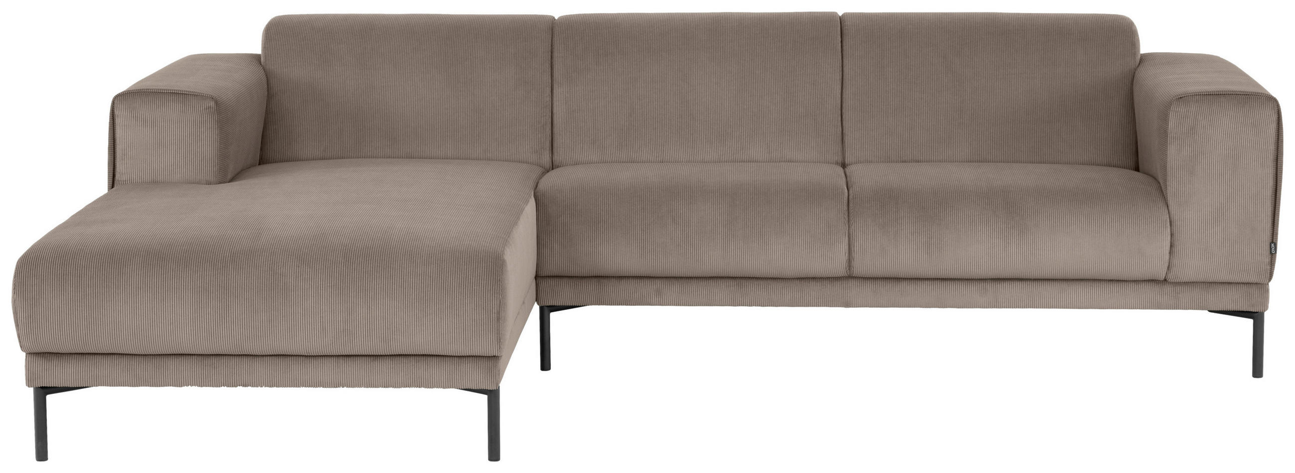 ECKSOFA in Cord Taupe  262/183 cm  - Taupe/Schwarz, Design, Textil/Metall (262/183cm) - MID.YOU