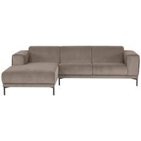 ECKSOFA in Cord Taupe  - Taupe/Schwarz, Design, Textil/Metall (262/183cm) - MID.YOU