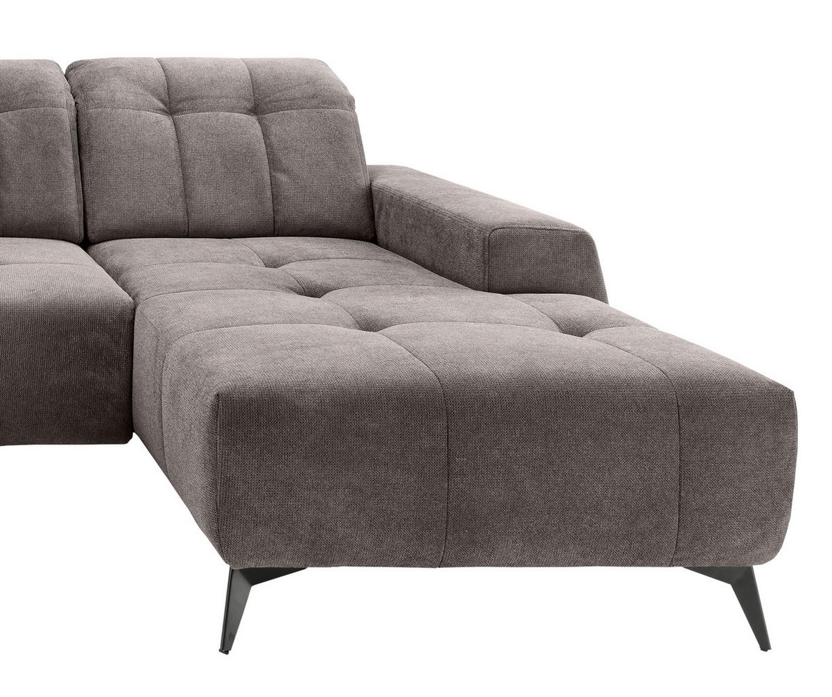 WOHNLANDSCHAFT Chenille Graubraun  - Graubraun/Schwarz, Modern, Textil/Metall (200/337/180cm) - Livetastic