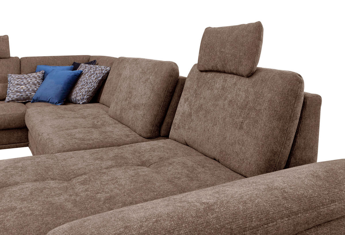 WOHNLANDSCHAFT Flachgewebe Taupe  - Taupe/Silberfarben, Konventionell, Textil/Metall (223/363/176cm) - Sit & More