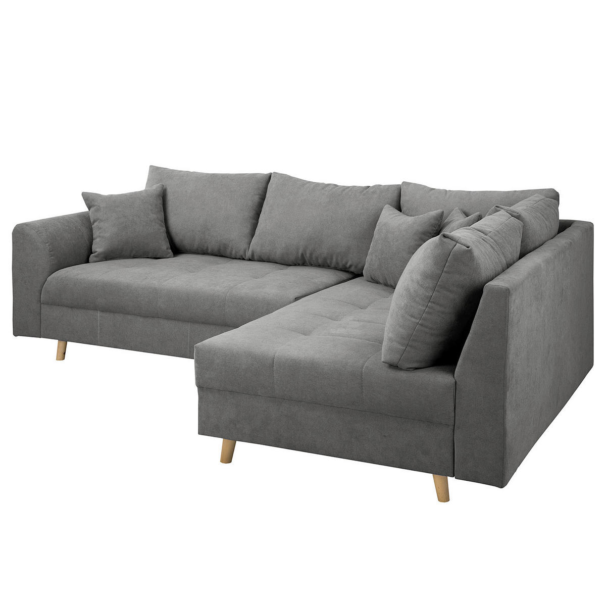 ECKSOFA Ariella Dunkelgrau Mikrofaser  - Dunkelgrau/Naturfarben, Design, Holz/Textil (231/161cm) - Livetastic