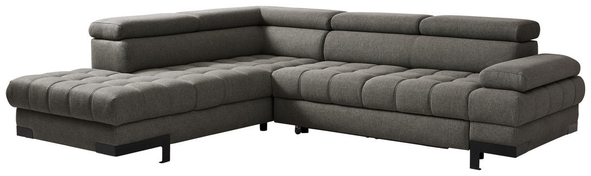 ECKSOFA Dunkelbraun Webstoff  - Dunkelbraun/Schwarz, Design, Textil/Metall (263/223cm) - Welnova