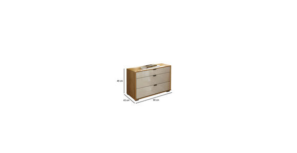 NACHTSCHRANK 60/48/43 cm  - Schieferfarben/Eiche Bianco, MODERN, Glas/Holzwerkstoff (60/48/43cm) - Novel