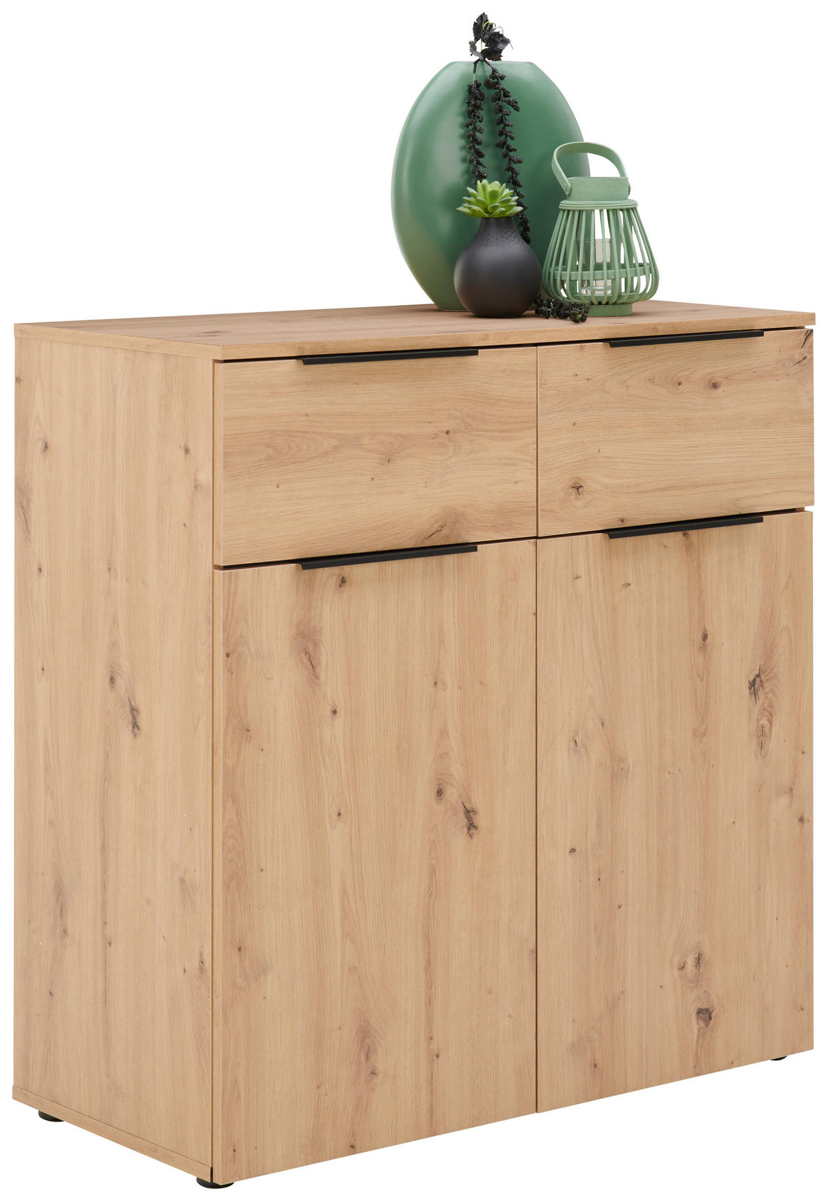 KOMMODE  in 91/93/42 cm  - Eichefarben/Schwarz, KONVENTIONELL, Holzwerkstoff/Kunststoff (91/93/42cm) - Xora