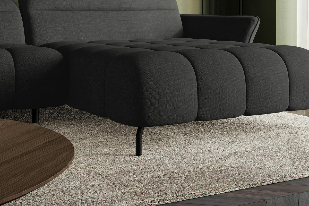 ECKSOFA Anthrazit Flachgewebe Rücken echt, Kopfteilverstellung, Sitztiefenverstellung  - Anthrazit/Schwarz, KONVENTIONELL, Textil/Metall (272/175cm) - Carryhome