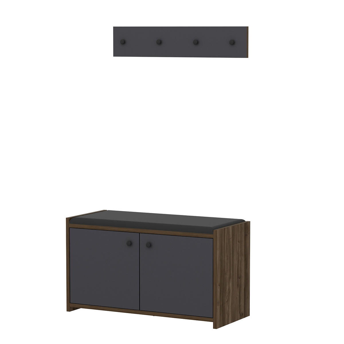 GARDEROBE 2-teilig  in 80/45/35 cm  - Anthrazit, Design, Holzwerkstoff (80/45/35cm) - Livetastic