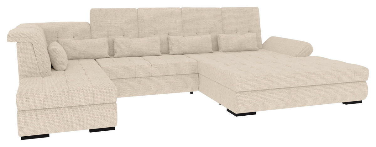 WOHNLANDSCHAFT Perlmutt Struktur  - Perlmutt/Schwarz, KONVENTIONELL, Kunststoff/Textil (222/358/212cm) - Carryhome