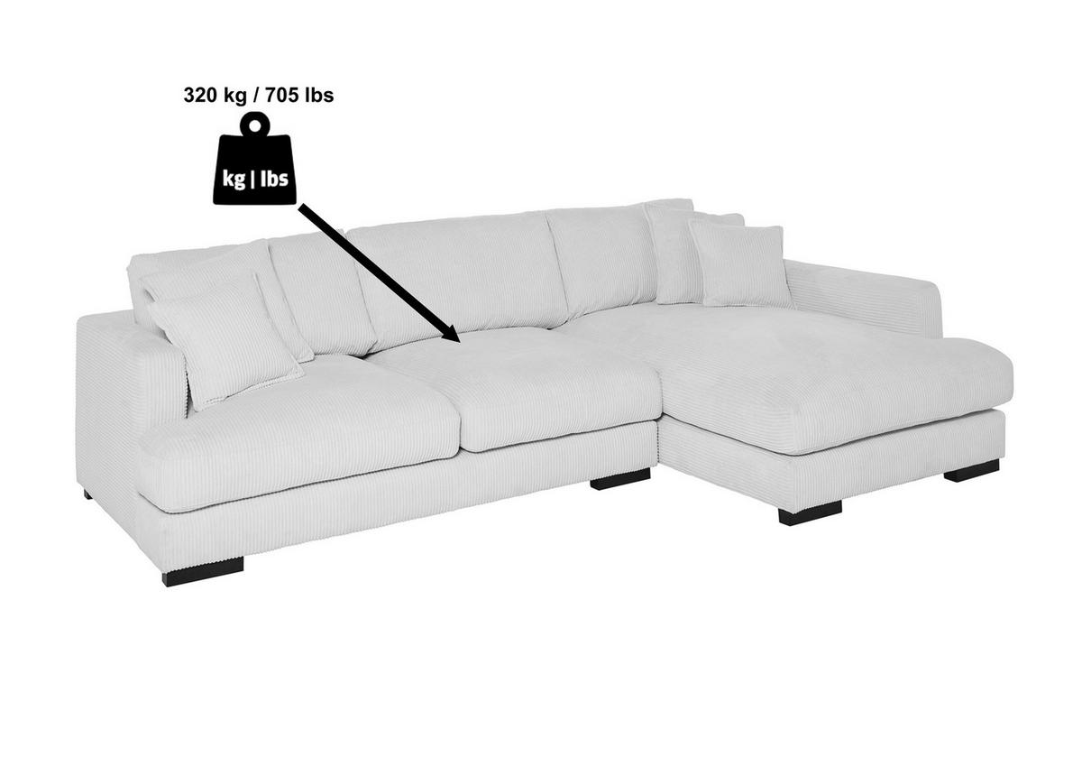 ECKSOFA  RELAX ASPEN CORNER M-R EU Weiß, Ecru Cord  - Ecru/Schwarz, MODERN, Holz/Textil (271/166cm) - Livetastic