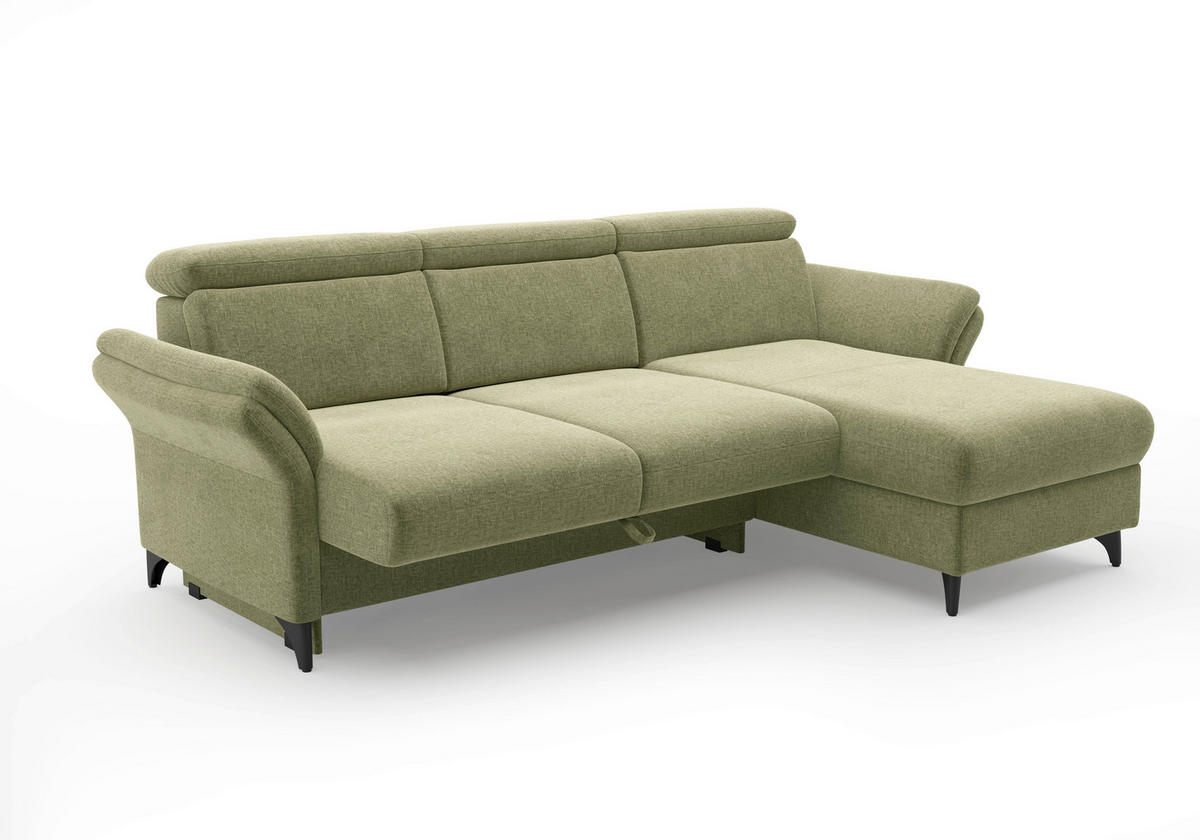 ECKSOFA GLENDALE E Hellgrün Flachgewebe  - Schwarz/Hellgrün, KONVENTIONELL, Textil/Metall (253/166cm) - Sit & More