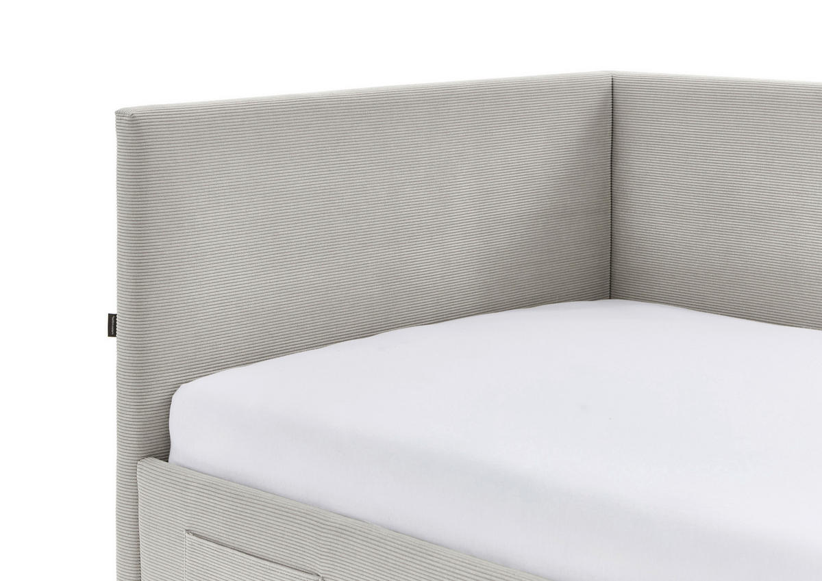 POLSTERLIEGE in Cord Beige  - Eichefarben/Beige, Konventionell, Holz/Textil (90/200cm) - Stylife